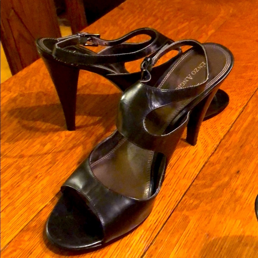 Enzo Angiolini Black Leather High Heels 4”